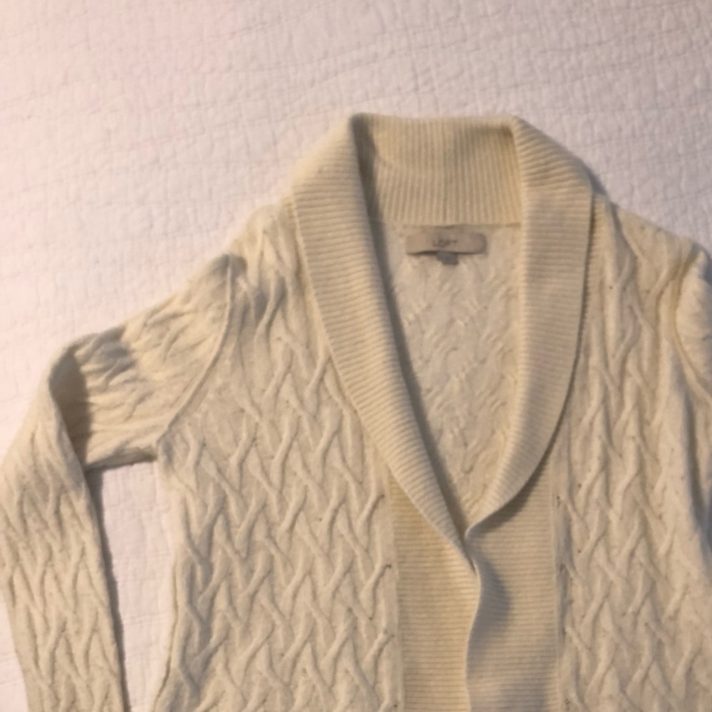 Cream LOFT sweater cardigan